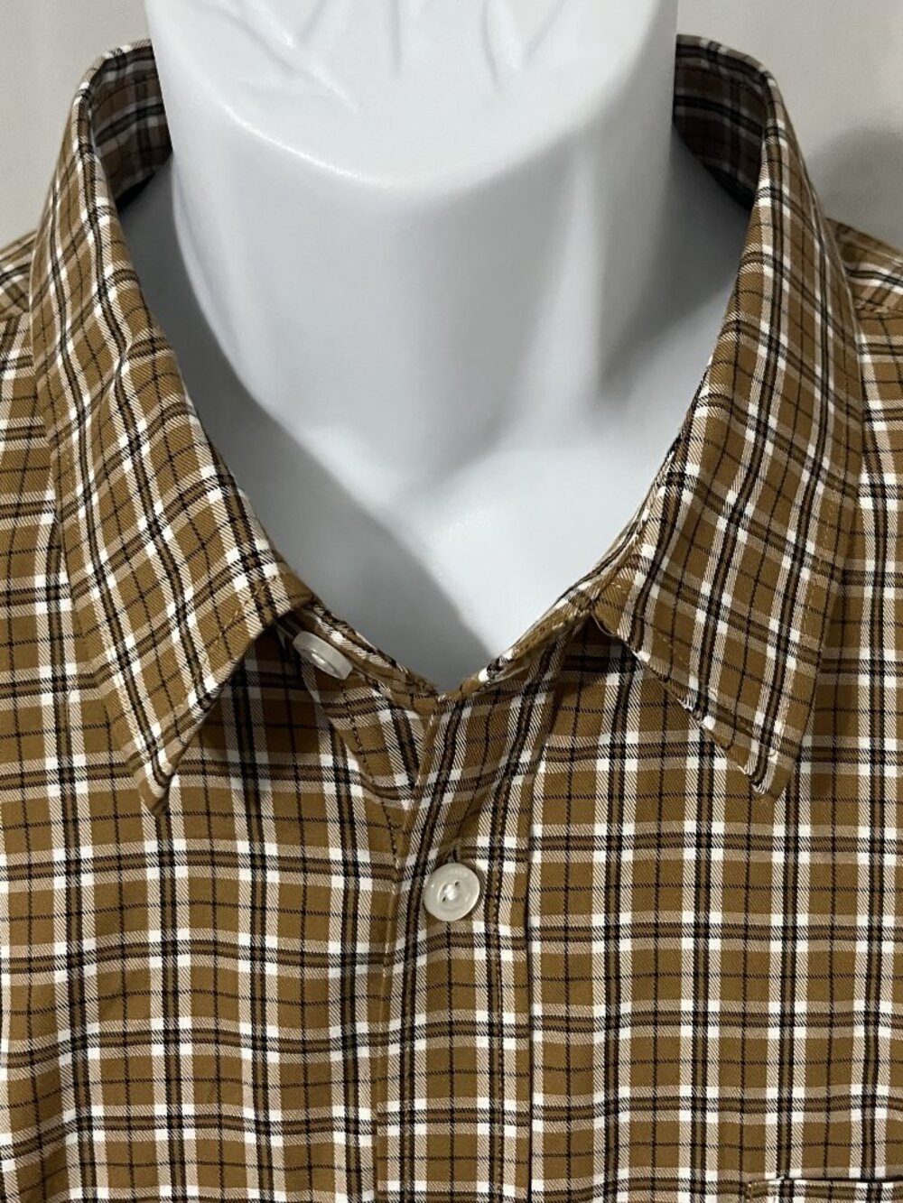 👔 Ash & Erie Men’s Tan Black White Checkered Long Sleeve Shirt XXL Mint 🌟